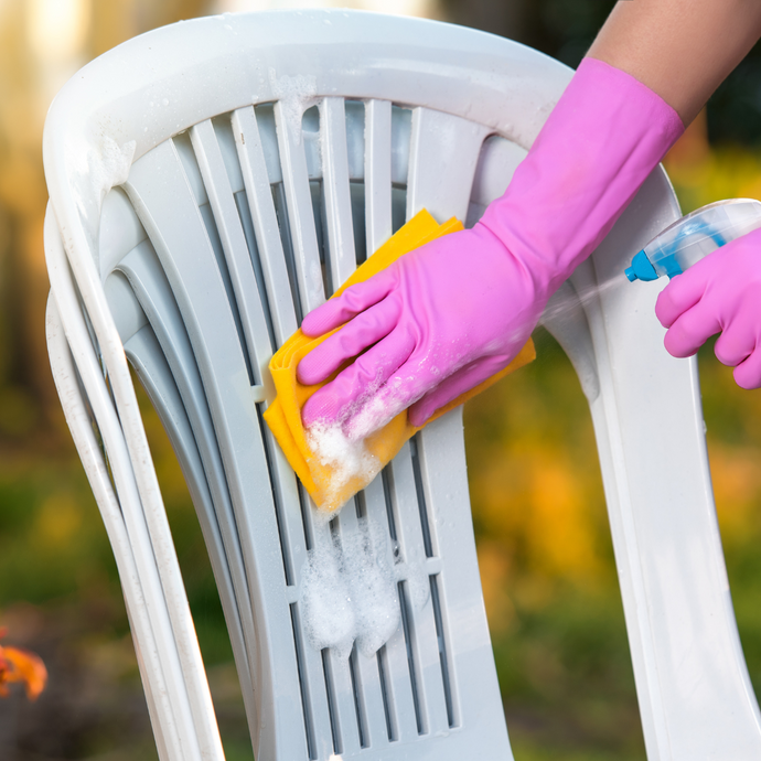 Cleaning your plastic garden chairs ready for the sun!