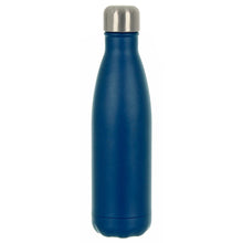 Load image into Gallery viewer, Tall, slimline, navy blue water bottle with stainless steel twist cap
