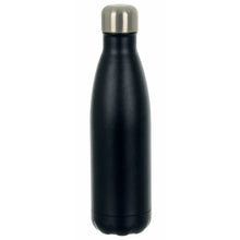 Load image into Gallery viewer, Tall, slimline, black water bottle with stainless steel twist cap
