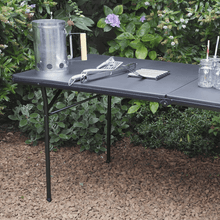 Load image into Gallery viewer, Azuma 6ft Grey Folding Black Trestle Table Party Camping BBQ XS7332
