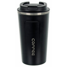 Load image into Gallery viewer, Black and silver stainless steel large vacuum travel mug for coffee
