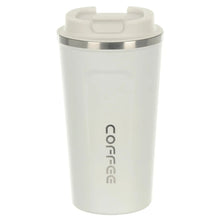 Load image into Gallery viewer, White and silver large stainless steel insulated coffee mug
