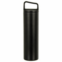 Load image into Gallery viewer, Black reusable water bottle with wide neck and easy grip handle
