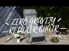 Load and play video in Gallery viewer, Video showcasing the features and functionality of the Azuma Textilene Zero Gravity Recliner Chair in Silver Grey.
