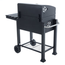 Load image into Gallery viewer, Back of the Azuma Rhino steel charcoal BBQ. 
