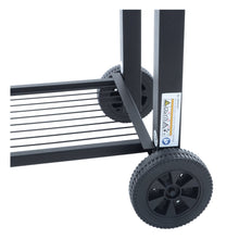 Load image into Gallery viewer, Azuma Rhino steel charcoal BBQ with large wheels. 
