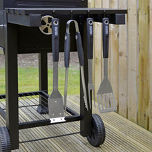 Load image into Gallery viewer, azuma branded BBQ tools hanging from utensil rack on Azuma Rhino BBQ
