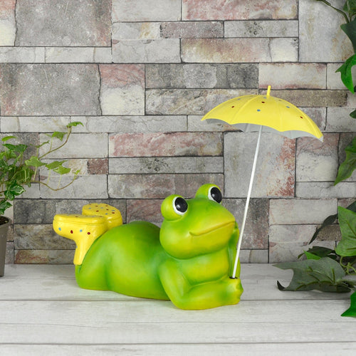 Azuma Garden Ornament Green Frog Wellies Umbrella 32cm