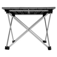 Load image into Gallery viewer, Profile of mini folding camping table with 3d style aluminium frame for stability
