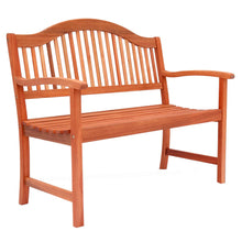 Load image into Gallery viewer, 2 seater wooden bench for your garden, traditional style with slatted back and seat

