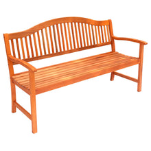 Load image into Gallery viewer, 3 seater wooden bench for your garden, traditional style with slatted back and seat

