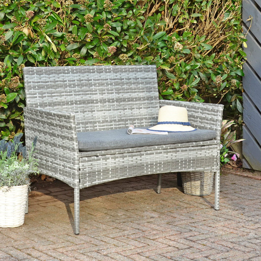Azuma Garden Bench Grey Rattan 2 Seater Outdoor Furniture XS7349