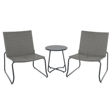 Load image into Gallery viewer, dark grey rattan bistro set with 2 chairs and metal table
