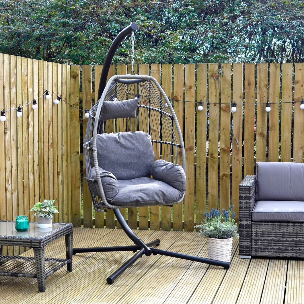 Azuma Rimini Garden Hanging Chair Swing Seat Basket Grey XS7359