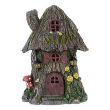 Load image into Gallery viewer, Azuma Fairy Cottage Tree House Solar Garden Ornament Yellow LED Lights XS6902
