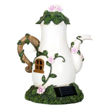 Load image into Gallery viewer, Back of the Fairy house coffee pot solar light.
