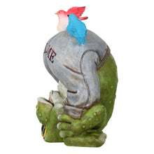 Load image into Gallery viewer, Side of the Novelty frog solar garden ornament.
