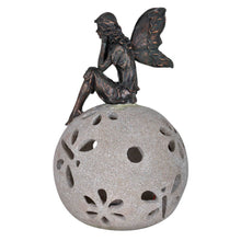 Load image into Gallery viewer, Side of the sitting fairy garden solar light ornament.
