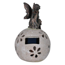 Load image into Gallery viewer, Back of the sitting fairy garden solar light ornament.
