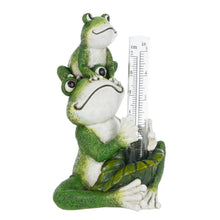 Load image into Gallery viewer, Azuma Novelty Frogs Rain Gauge Garden Ornament Resin Leaf XS7005

