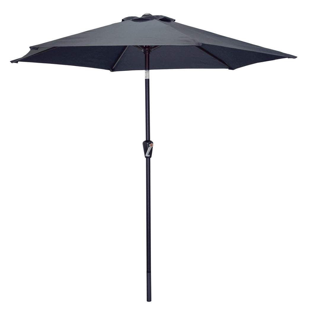 Azuma 2.5m round tilting parasol in grey. 