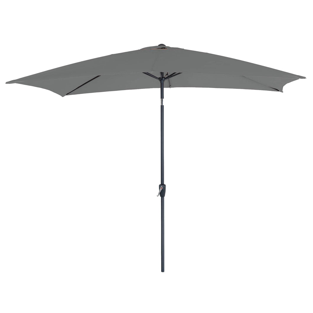 Azuma 3m x 2m tilting garden parasol in grey.