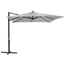 Load image into Gallery viewer, silver grey large garden parasol with LED solar powered lights
