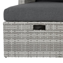 Load image into Gallery viewer, Detail of seat pad and two tone grey weave polyrattan material on ottoman seat
