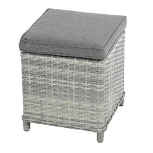Load image into Gallery viewer, single ottoman with two tone grey rattan and grey cushion
