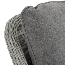 Load image into Gallery viewer, close up of rattan edge and grey cushion
