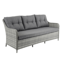 Load image into Gallery viewer, 3 seater sofa with tufted back cushions and rattan frame
