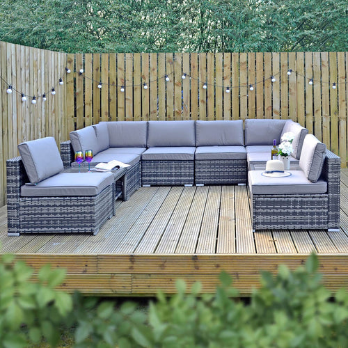 Azuma Monaco 10 Piece Grey Rattan Sofa Garden Furniture Set XS6207