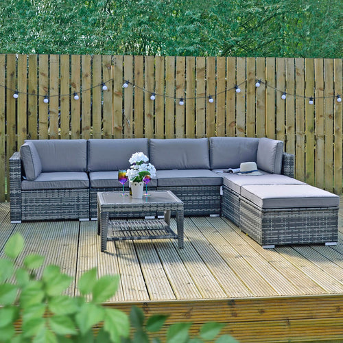 Azuma Monaco 7 Piece Grey Rattan Sofa Garden Furniture Set XS6204