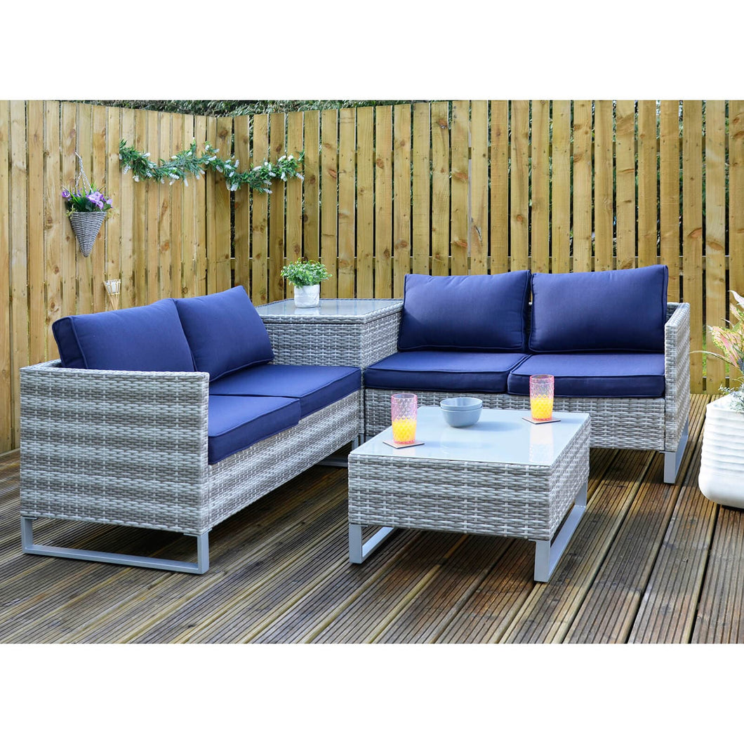 Azuma Treviso Garden Sofa Set Grey Rattan Coffee Table Ottoman XS7056