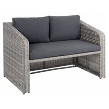 Load image into Gallery viewer, 2 seater grey sofa with storage for the coffee table underneath

