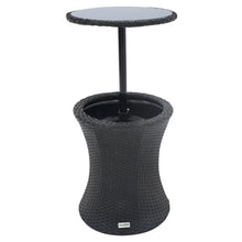 Load image into Gallery viewer, Azuma Ibiza Rattan Effect Drinks Cooler Table With Glass Top Black XS5414
