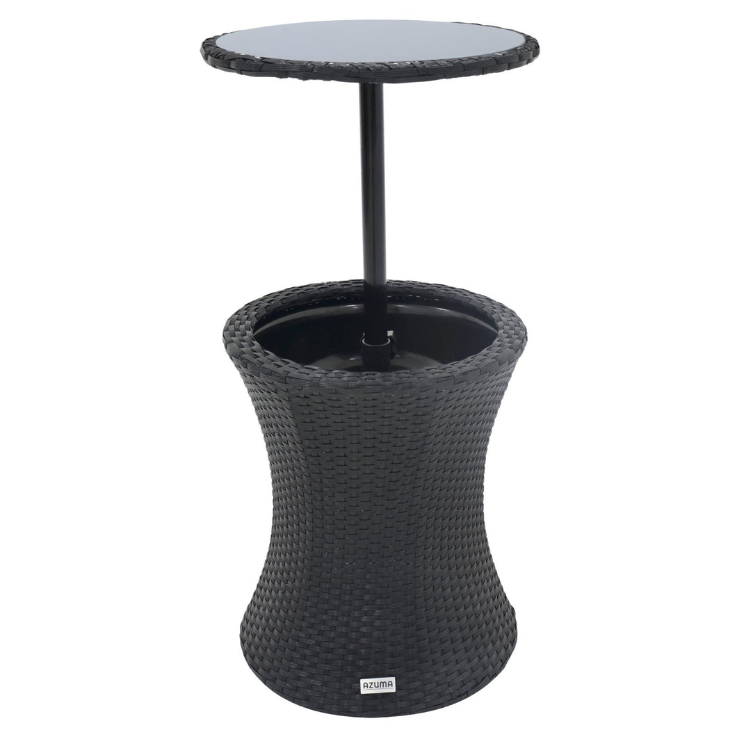 Azuma Ibiza Rattan Effect Drinks Cooler Table With Glass Top Black XS5414