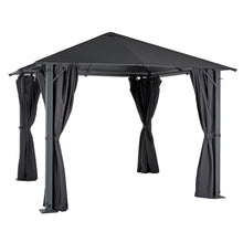 Load image into Gallery viewer, Large grey 3m square pavillion gazebo with pull back curtains on all 4 sides, for garden parties and events outdoors
