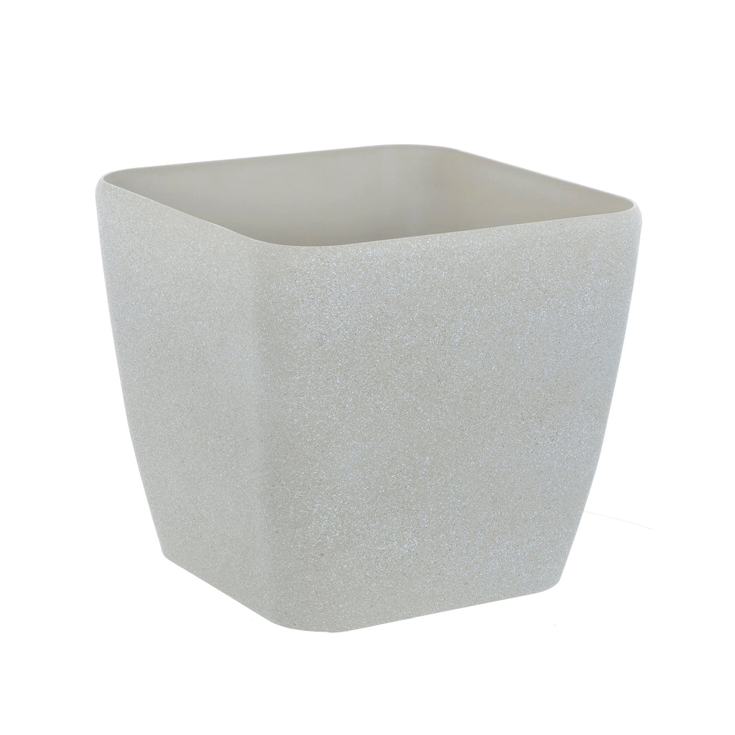 Azuma beige stone effect square plant pot.
