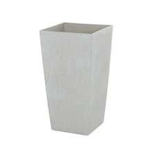 Load image into Gallery viewer, Azuma tall beige stone effect square plant pot.
