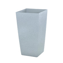 Load image into Gallery viewer, Azuma tall grey stone effect square plant pot.
