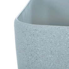 Load image into Gallery viewer, Close up of the Azuma grey stone effect square plant pot.
