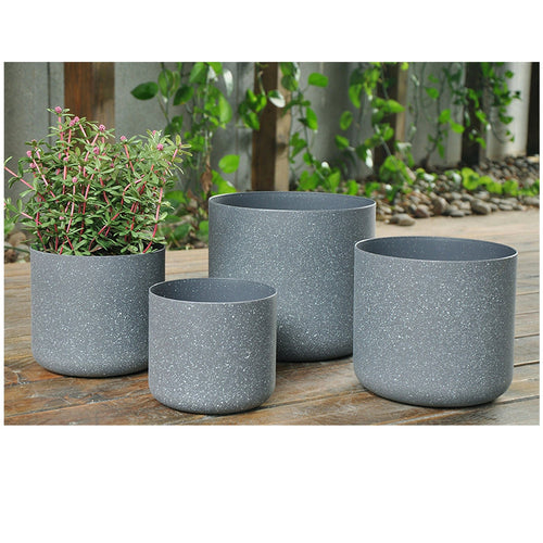 Azuma Set Of 4 Plastic Plant Pots Grey Sandstone 14-22cm