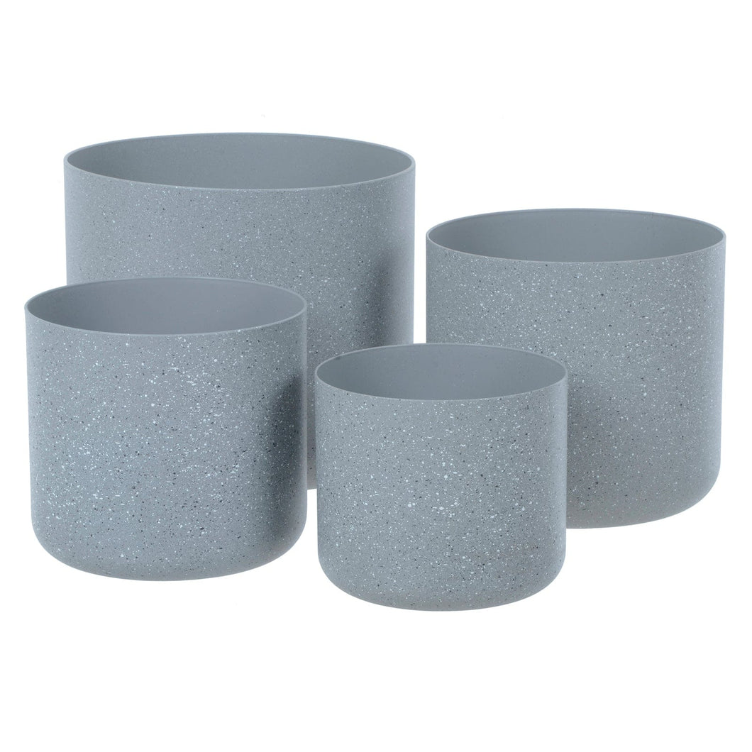 Azuma Set Of 4 Plastic Plant Pots Grey Sandstone 14-22cm Light Grey XS6604
