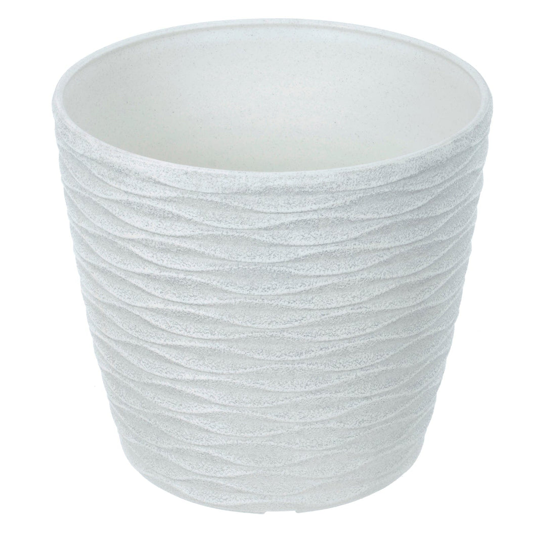 Azuma Weave Effect Plant Pot Plastic Planter Grey White White / 18cm XS6606