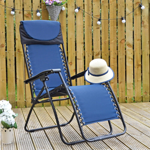 Azuma Padded Zero Gravity Garden Relaxer Chair - 2 Tone Blue XS6959