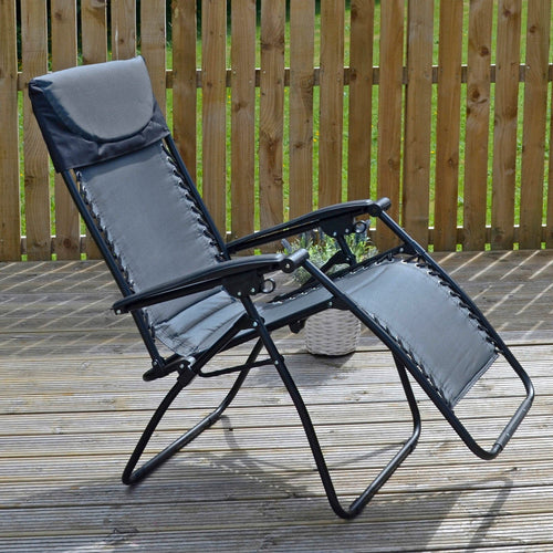 Azuma Padded Zero Gravity Garden Relaxer Chair - 2 Tone Grey XS6960