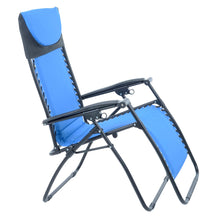 Load image into Gallery viewer, Azuma padded garden relaxer chair in blue.
