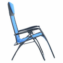 Load image into Gallery viewer, Side view of the Azuma padded garden relaxer chair in blue.
