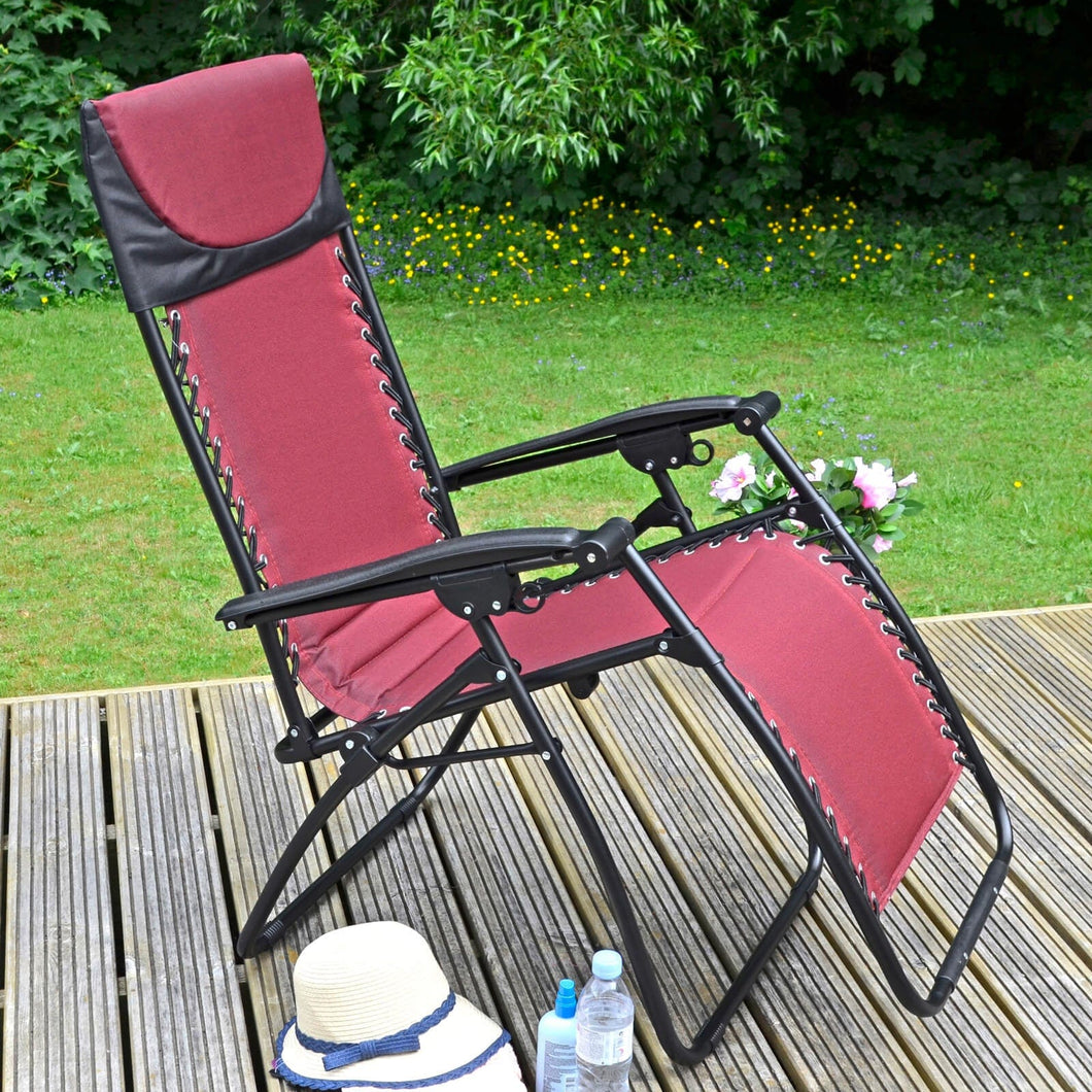 Azuma Padded Zero Gravity Garden Relaxer Chair - Dark Red XS0552